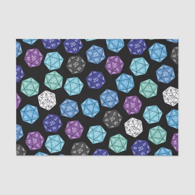20 Sided Dice DND Games Kids Birthday Party Tissue Paper (Front)