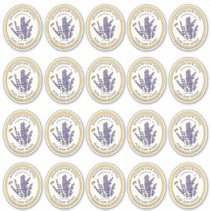 20 Small Jar Oval Lavender Honey Label with Bee