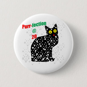 20 Snow Cat Purr-fection 6 Cm Round Badge