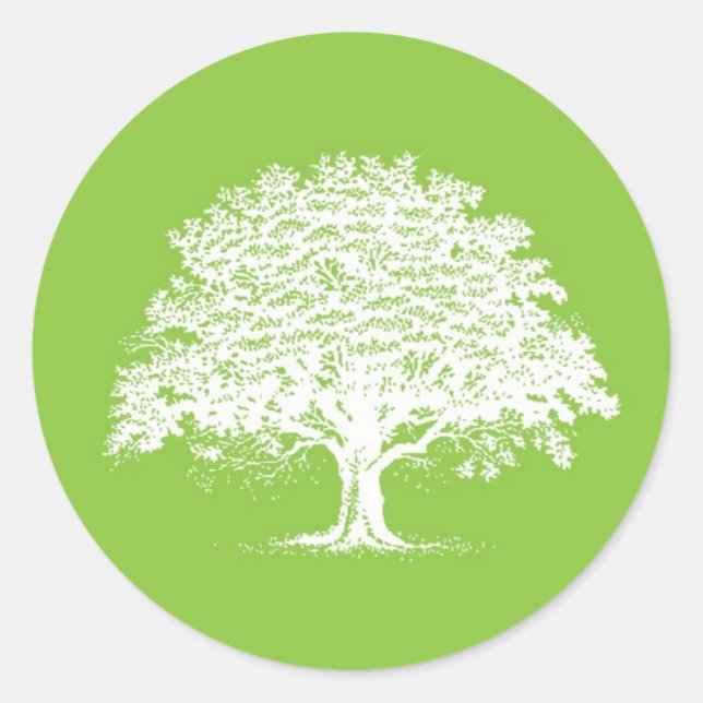 20 Spring Tree Green/White Wedding Envelope Seal (Front)