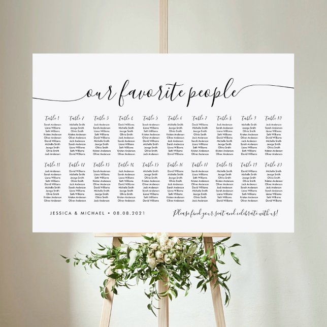 20 Table Elegant Our Favourite People Seating Char Poster (Creator Uploaded)