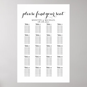 20 Table Large Wedding Guest Seating Chart