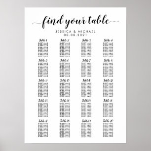 20 Table Large Wedding Guest Seating Chart