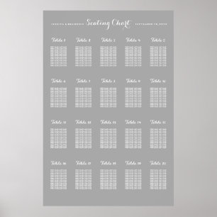 20 Table Large Wedding Seating Chart - Any Colour