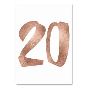 20 Table  Number White Metallic Pink Rose Gold