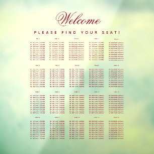 20 Table Seating Chart Transparent Burgundy Script
