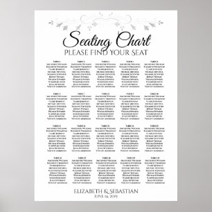 20 Table Simple Elegant Wedding Seating Chart