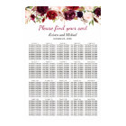20 Tables Burgundy Floral Wedding Seating Chart
