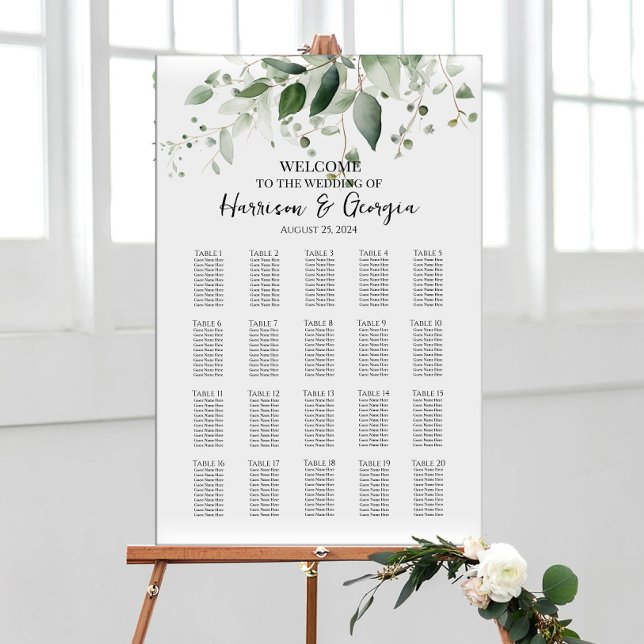 20 tables greenery elegant wedding seating chart (Creator Uploaded)