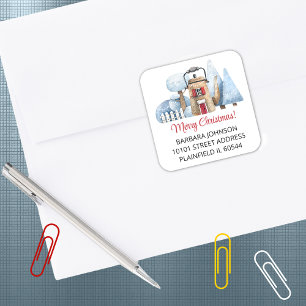20 Tea Kettle Home Christmas 1.5" Address Return Square Sticker