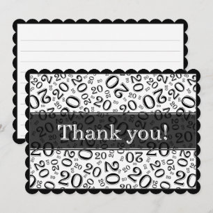 20"Thank you!" Black/White Number Pattern Thank You Card