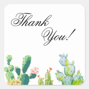 20 Thank You Stickers Bohemian Cactus Succulents D