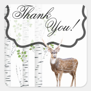 20 Thank You Stickers Deer Doe Buck Woodland Hunti