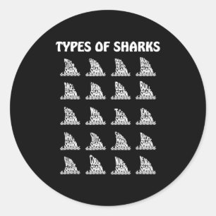 20 types of sharks fin shark marine biology classic round sticker