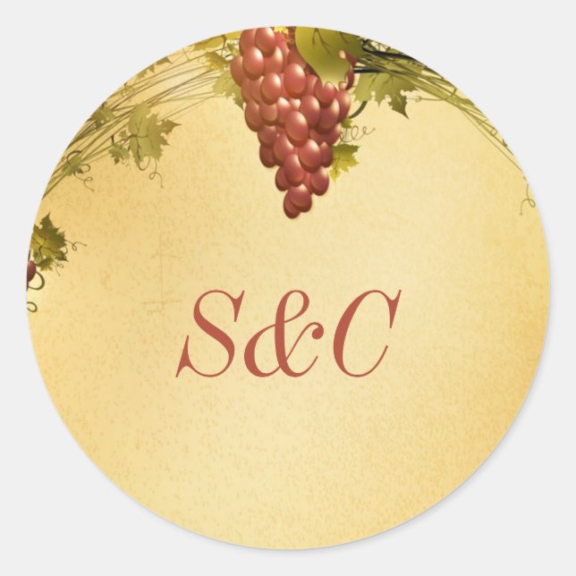 20 Vineyard Wedding Favour Stickers (Front)
