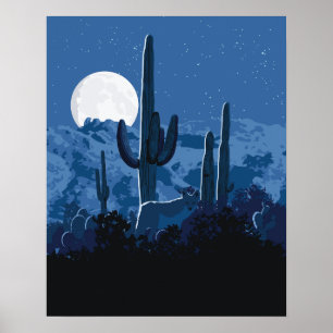 20" x16" Southwest Coyote Moon Poster