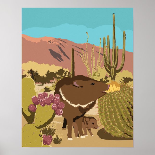 20"x16" Southwest Javelina Poster (Front)