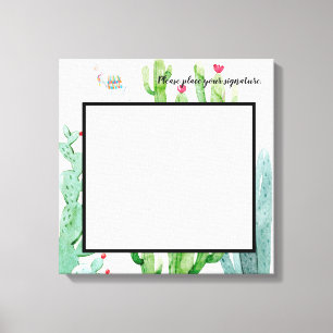 20"x20" Signature Canvas Boho Llama Bohemian Cacti Print