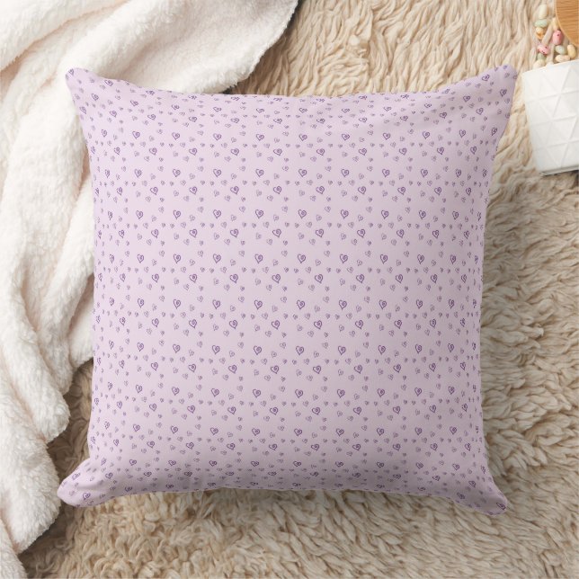20" x 20" Purple Hearts Polyester Throw Pillow  (Blanket)
