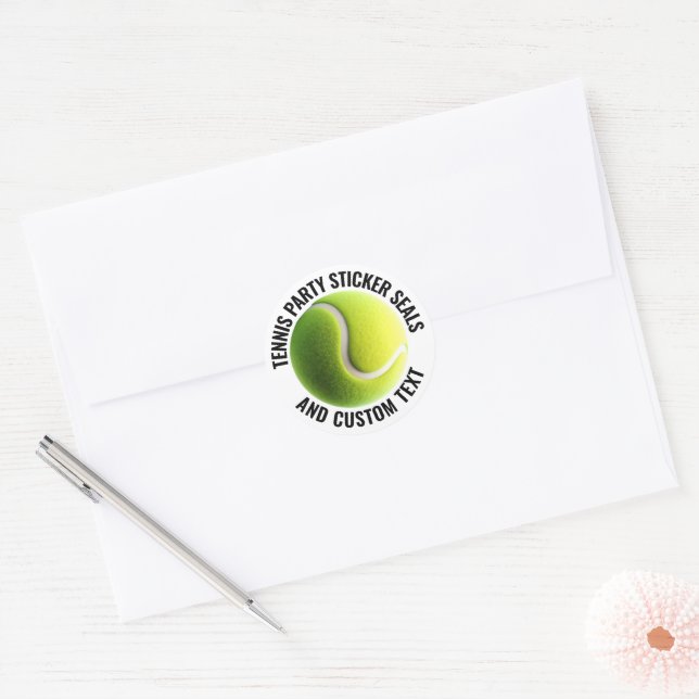 20 x Tennis Ball with Custom Personalised Text Classic Round Sticker (Envelope)