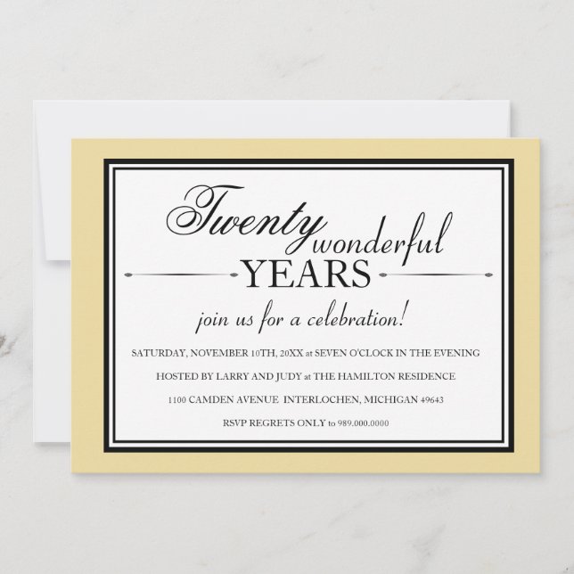 20 Year Anniversary Party Invitation (Front)
