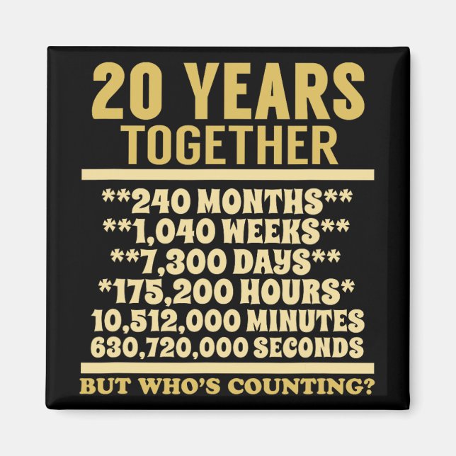 20 Year Anniversary T Shirt 20th Wedding Gift Coup Magnet (Front)