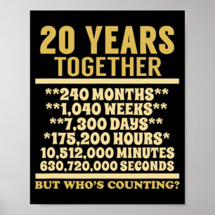 20 Year Anniversary T Shirt 20th Wedding Gift Coup Poster