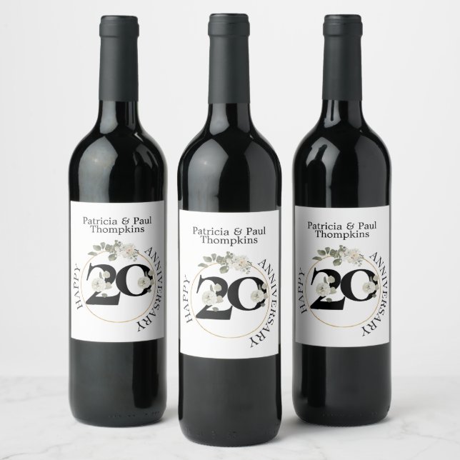 20 year ANNIVERSARY  Wine Label (Bottles)