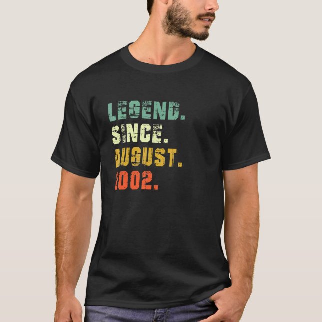 20 Year Old 20th Birthday  Legend Since August 200 T-Shirt (Front)