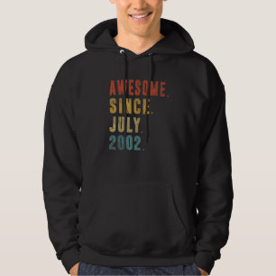 20 Year Old Awesome Since July 2002 20th Birthday Hoodie