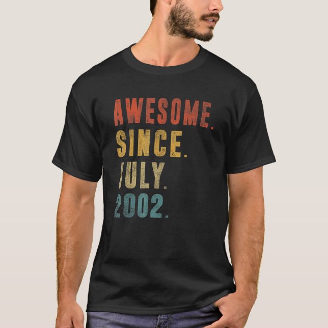 20 Year Old  Awesome Since July 2002 20th Birthday T-Shirt (Front)
