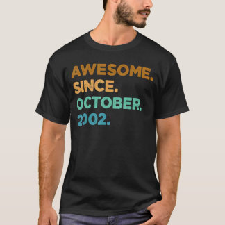 20 Year Old  Awesome Since October 2002 20th Birth T-Shirt