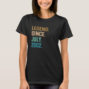 20 Year Old Legend Since July 2002 20th Birthday T-Shirt