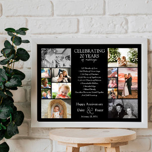 20 year wedding anniversary photo collage editable poster
