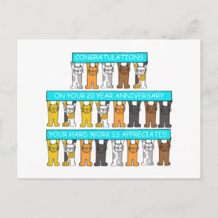 20 Year Work Anniversary Congratulations Postcard