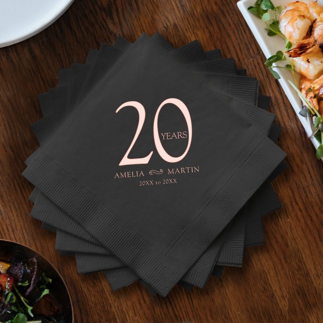 20 years 20th wedding anniversary name and dates foil napkins (Creator Uploaded)