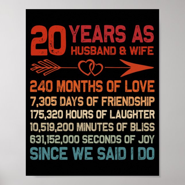 20 Years As Husband &amp; Wife 20th Anniversary Gi Poster (Front)