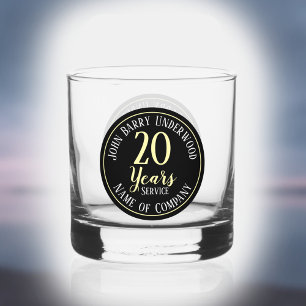 20 Years Long Service Commemorative Company Whiskey Glass