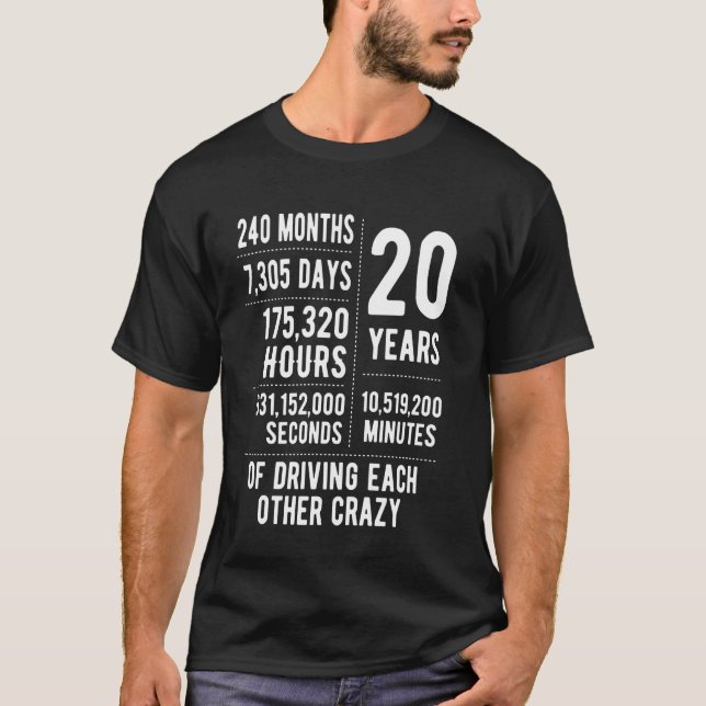 20 Years Married Funny 20th Wedding Anniversary T-Shirt (Front)
