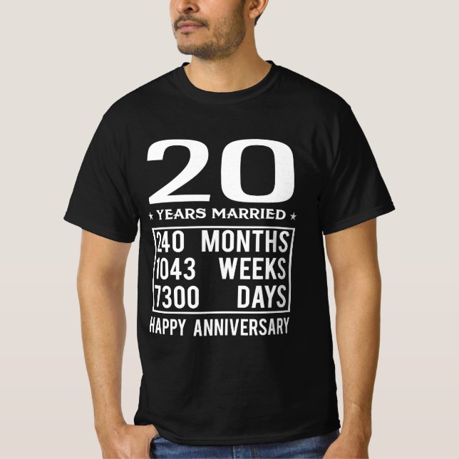 20 Years Married - Happy Wedding Anniversary T-Shirt (Front)