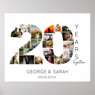 20 Years Married Photo Collage Wedding Anniversary Poster