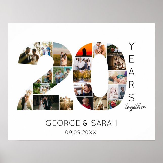 20 Years Married Photo Collage Wedding Anniversary Poster (Front)