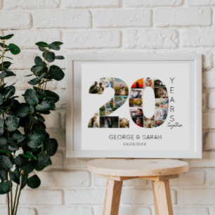 20 Years Married Photo Collage Wedding Anniversary Poster