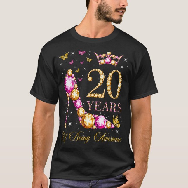 20 Years Of Being Awesome 20 Years Old 20th Birthd T-Shirt (Front)