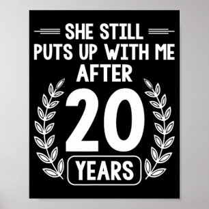 20 Years Of Marriage Husband Funny 20th Anniversar Poster
