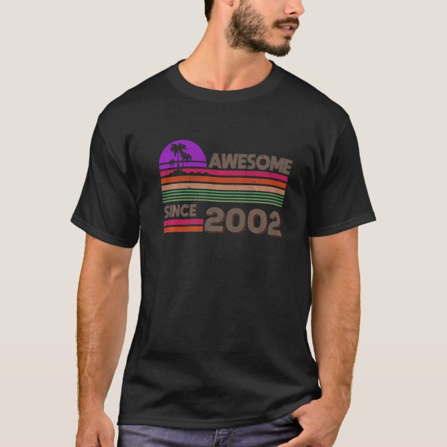 20 Years Old Boys Girls Awesome Since 2002 T-Shirt (Front)