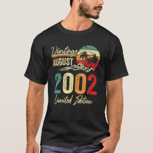 20 Yr Old Vintage August 2002 20th Birthday T-Shirt