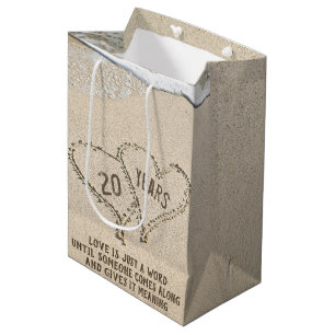 20th Anniversary Beach Hearts Medium Gift Bag
