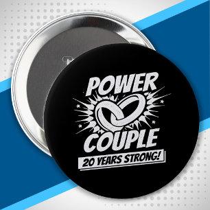 20th Anniversary Couples Married 20 Years Strong 10 Cm Round Badge