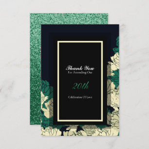 20th anniversary emerald green rose thank you card